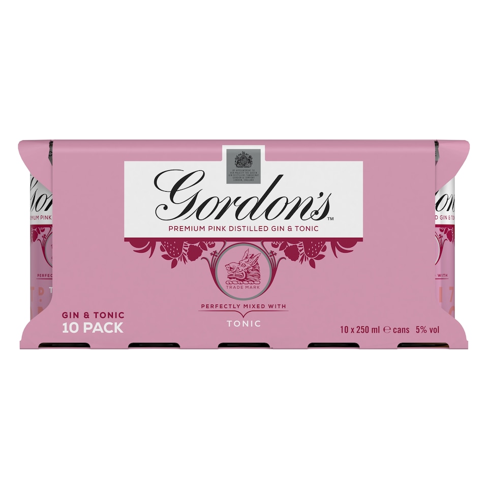 image 1 of Gordon's Pink Gin & Tonic Can 5% Vol 10x250ml
