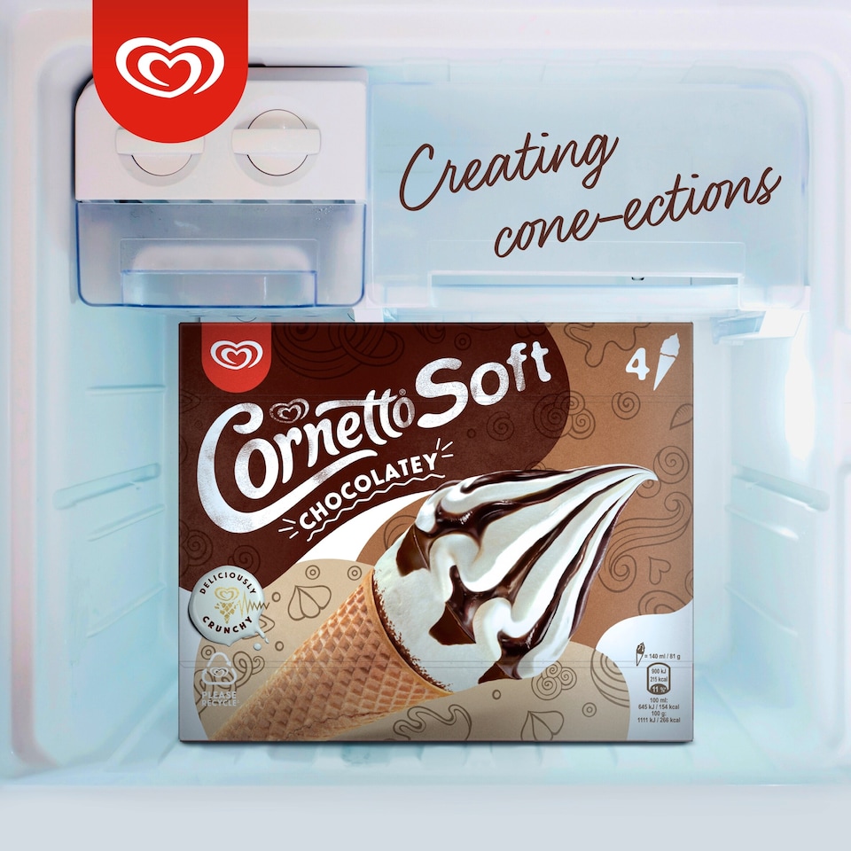 image 1 of Cornetto Soft Chocolate And Vanilla Cones 4X140ml