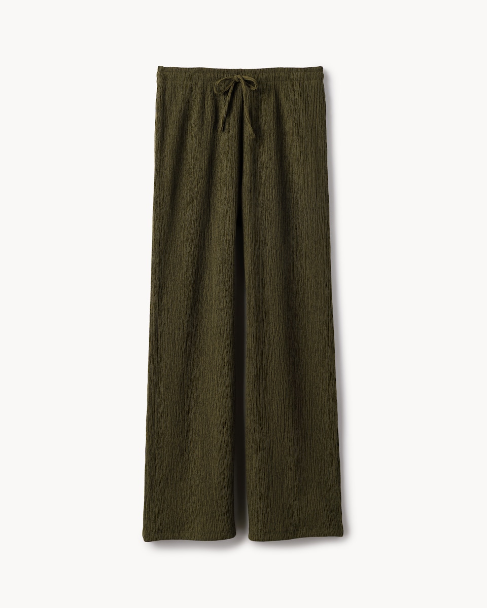 image 1 of F&F Textured Wide Leg Trousers in Olive