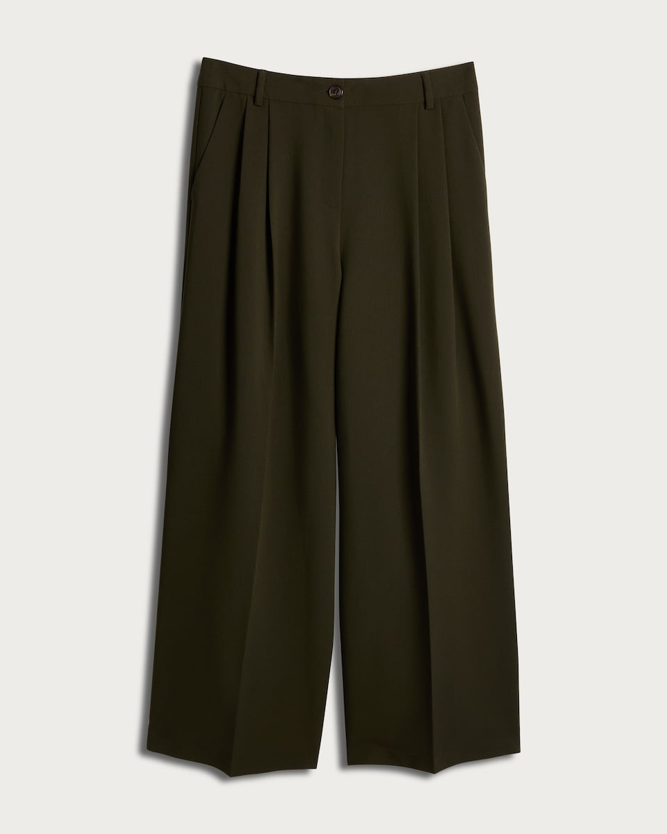 image 1 of The F&F Edit Super Wide Leg Trousers in Khaki