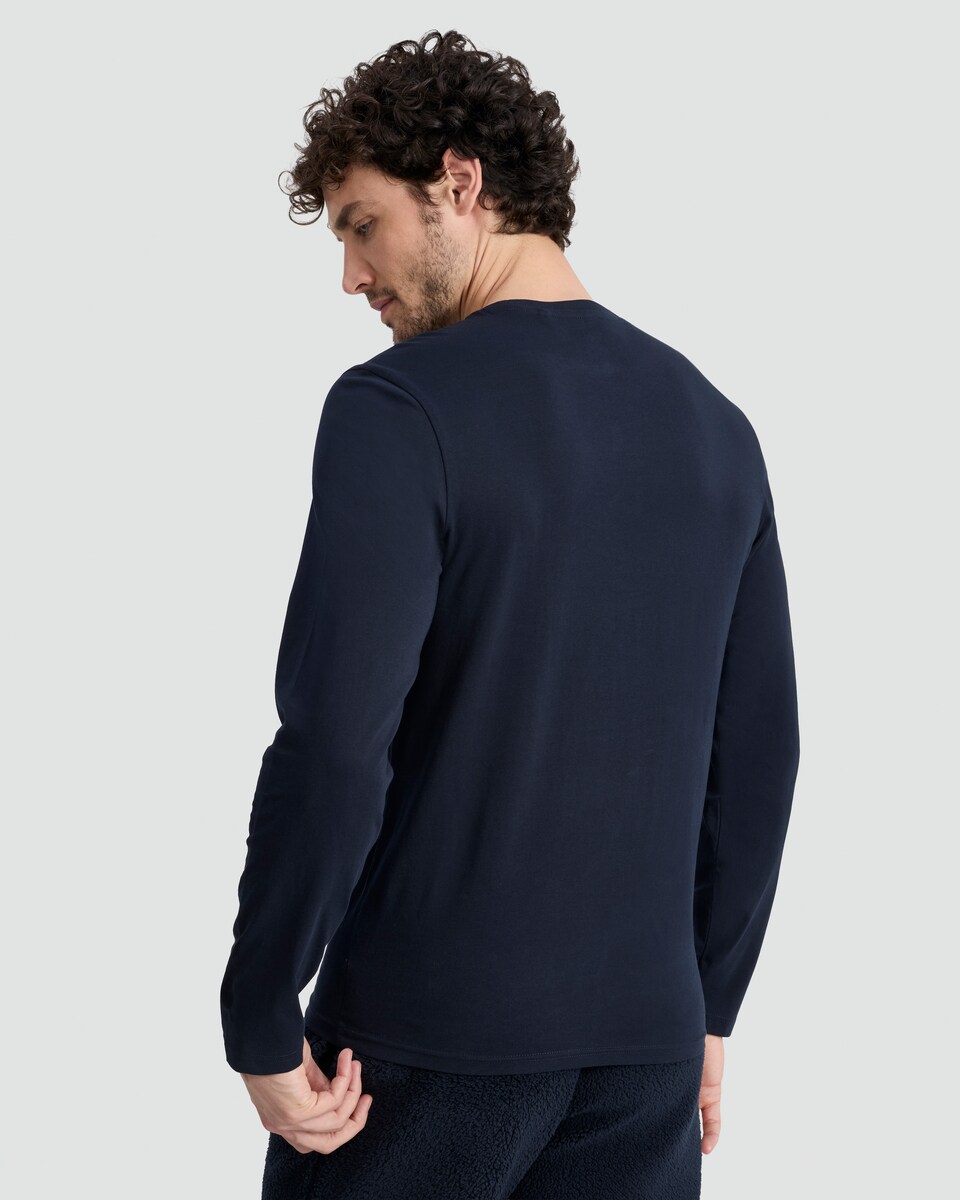 image 1 of F&F Pure Cotton Regular Fit Crew Neck Long Sleeved Top in Navy