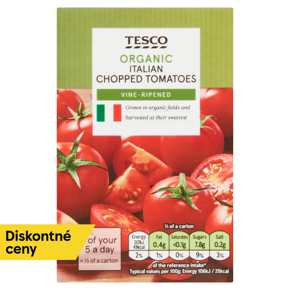 obrázok 1 z Tesco Bio krájané paradajky v paradajkovej šťave 390 g