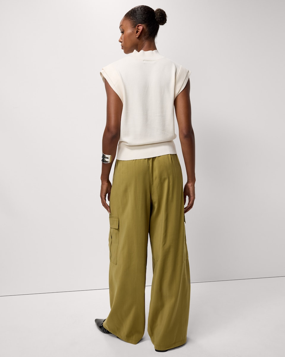 image 1 of F&F Modal Rich Wide Leg Cargo Trousers in Olive