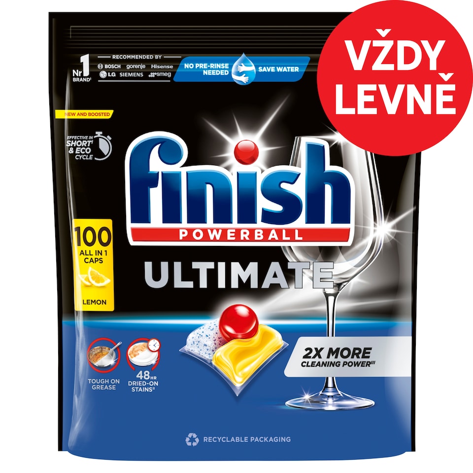 Finish Powerball Ultimate All in 1 Lemon Dishwasher Capsules 100 pcs 1290g