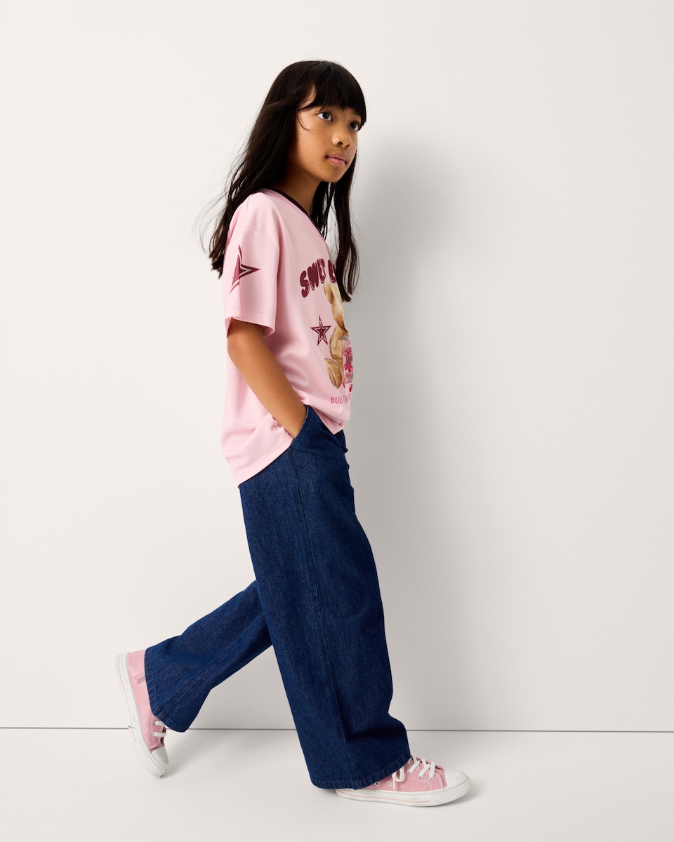 image 1 of F&F Girls Teddy Bear T-Shirt in Pink