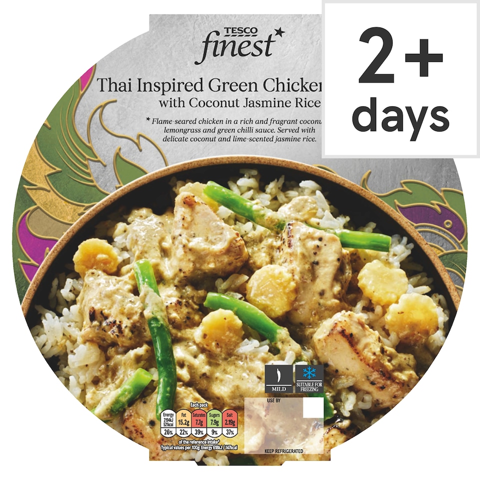 Tesco Finest Thai Green Chicken Curry Coconut Jasmine Rice 400g