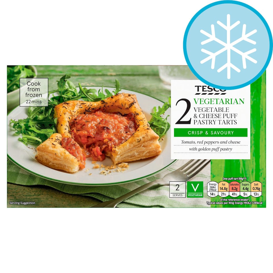 Tesco Vegetarian Vegetable & Cheese Puff Pastry Tarts 220g