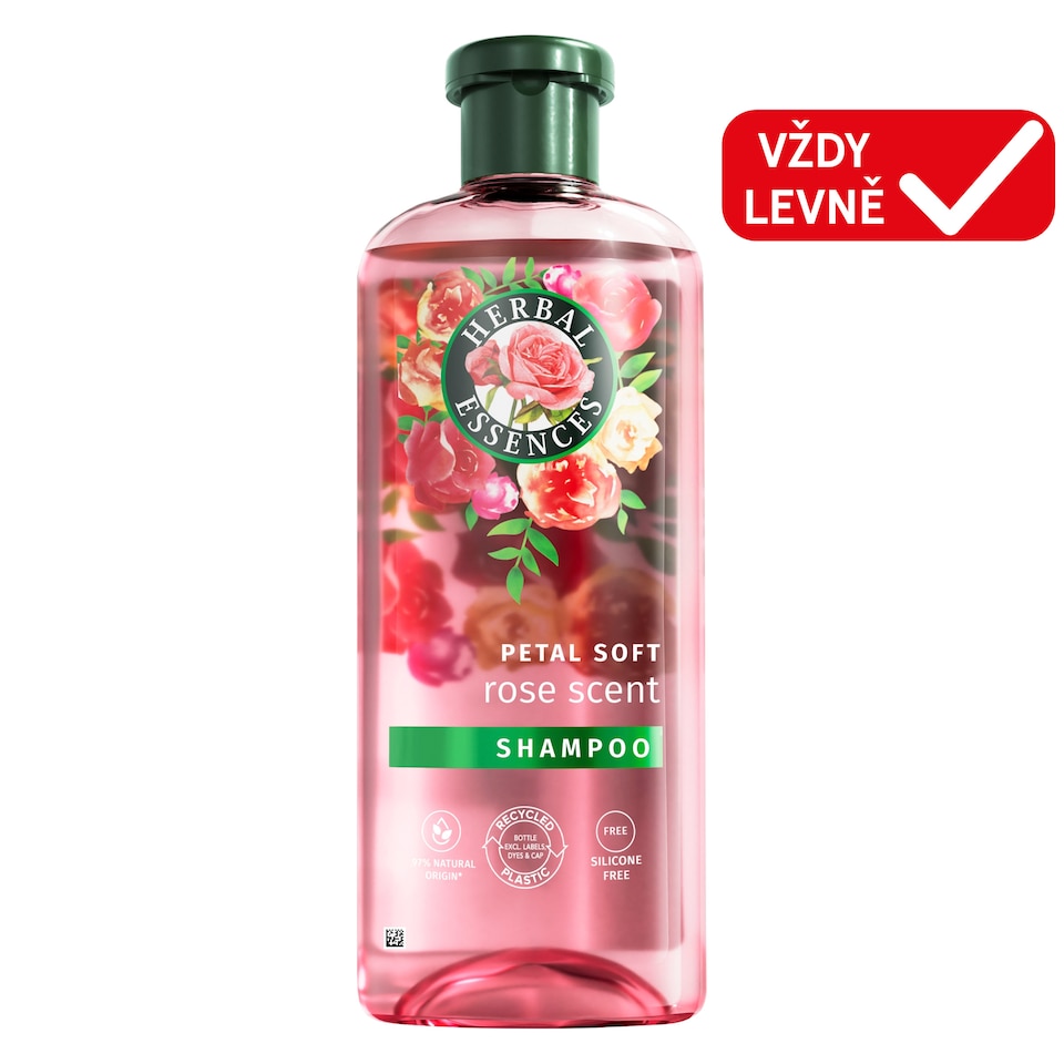 Herbal Essences Rose Scent Petal Soft Shampoo 350ml to Nourish Dry Hair, Silicone Free