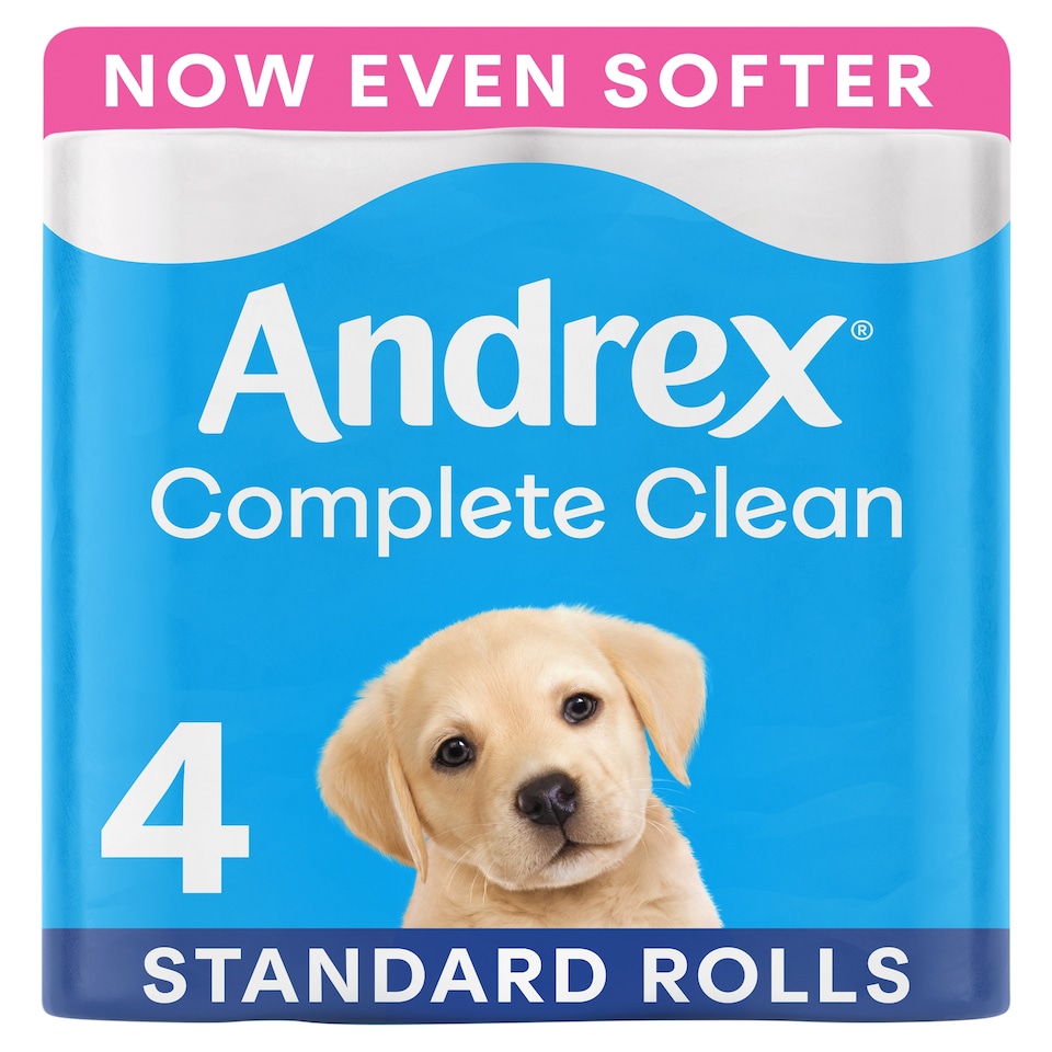 image 1 of Andrex Complete Clean Toilet Tissue Standard Rolls 4 Rolls