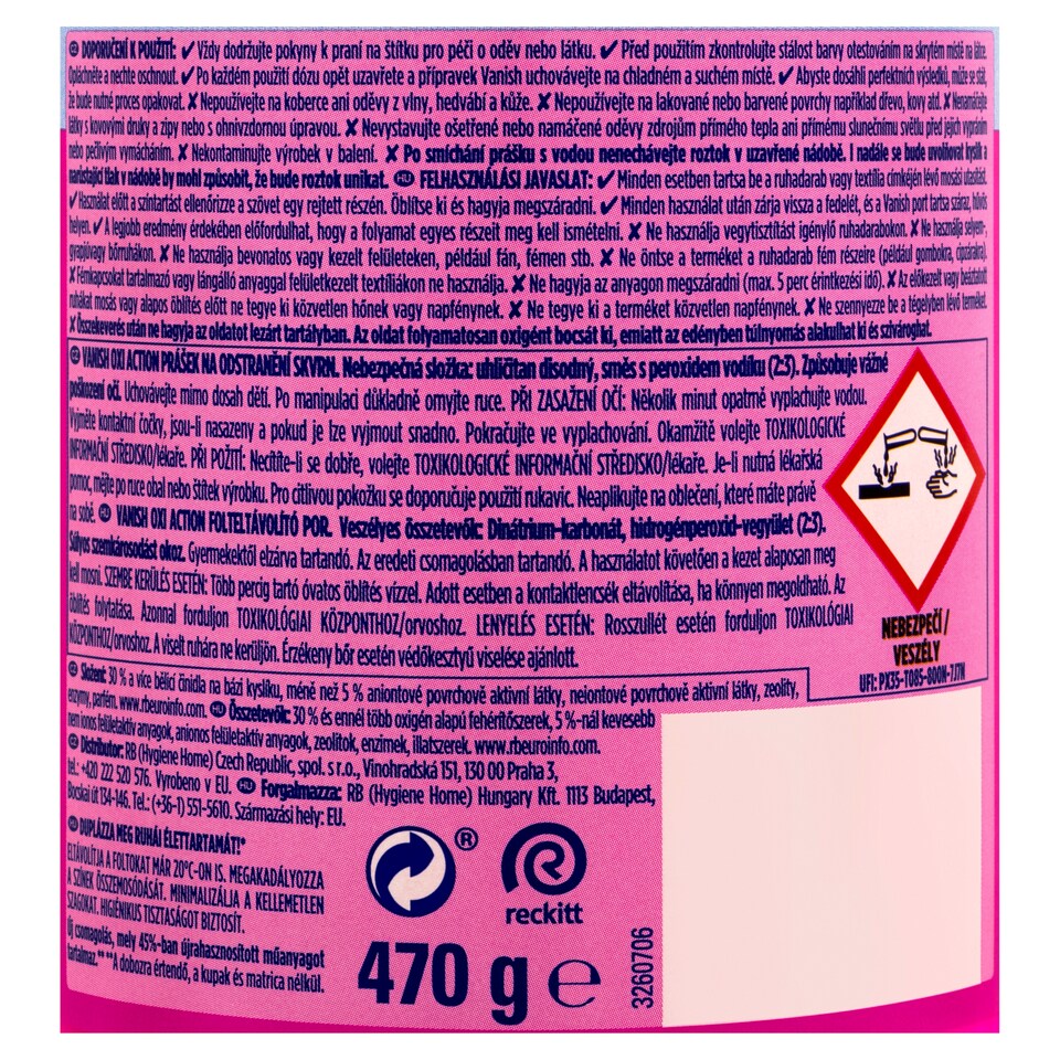 obrázok 1 z Vanish Oxi Action Prášok na odstránenie škvŕn 470 g