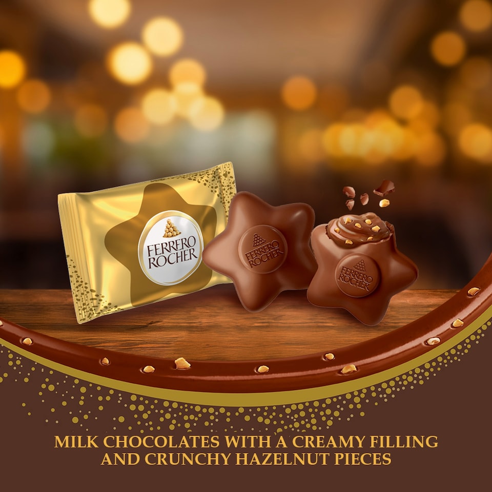 image 1 of Ferrero Rocher Golden Stars Milk Chocolate and Hazelnut 115g