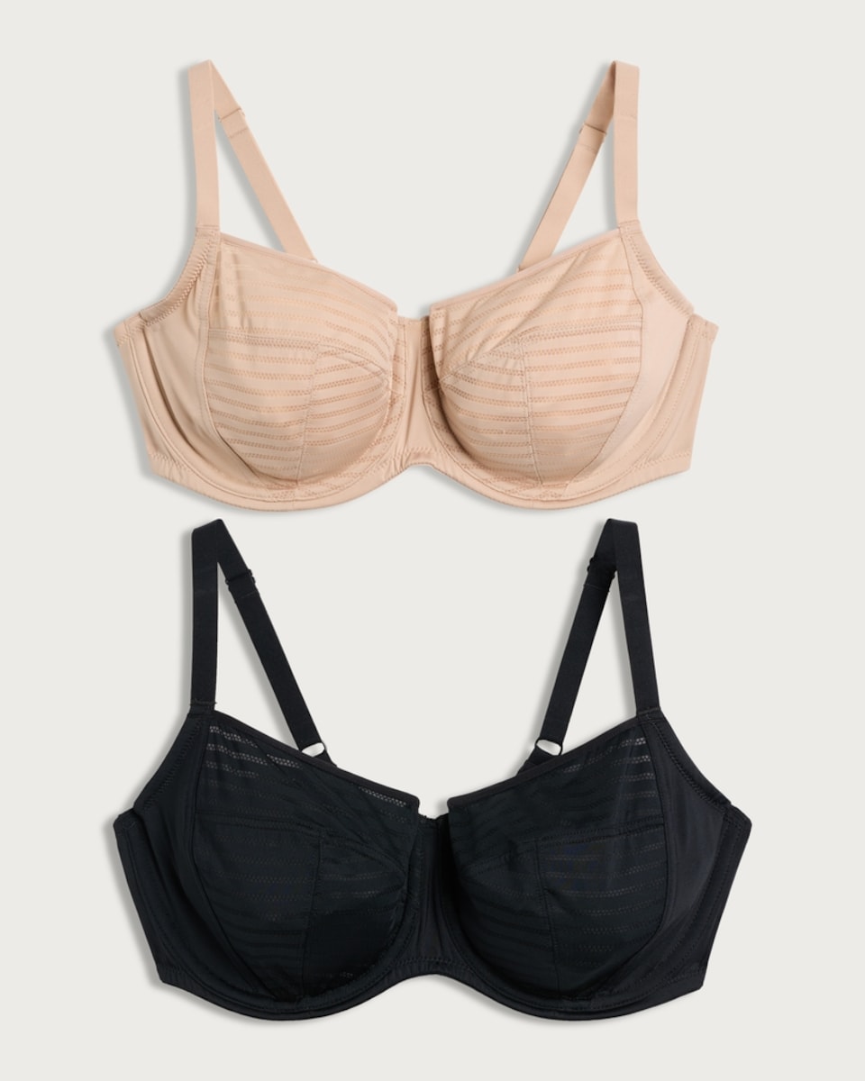 F&F 2-Pack Fuller Bust Full Cup Wired Bras in Multi