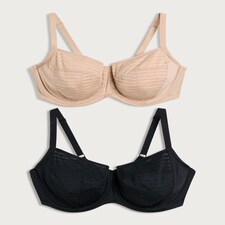 F&F 2-Pack Fuller Bust Full Cup Wired Bras in Multi