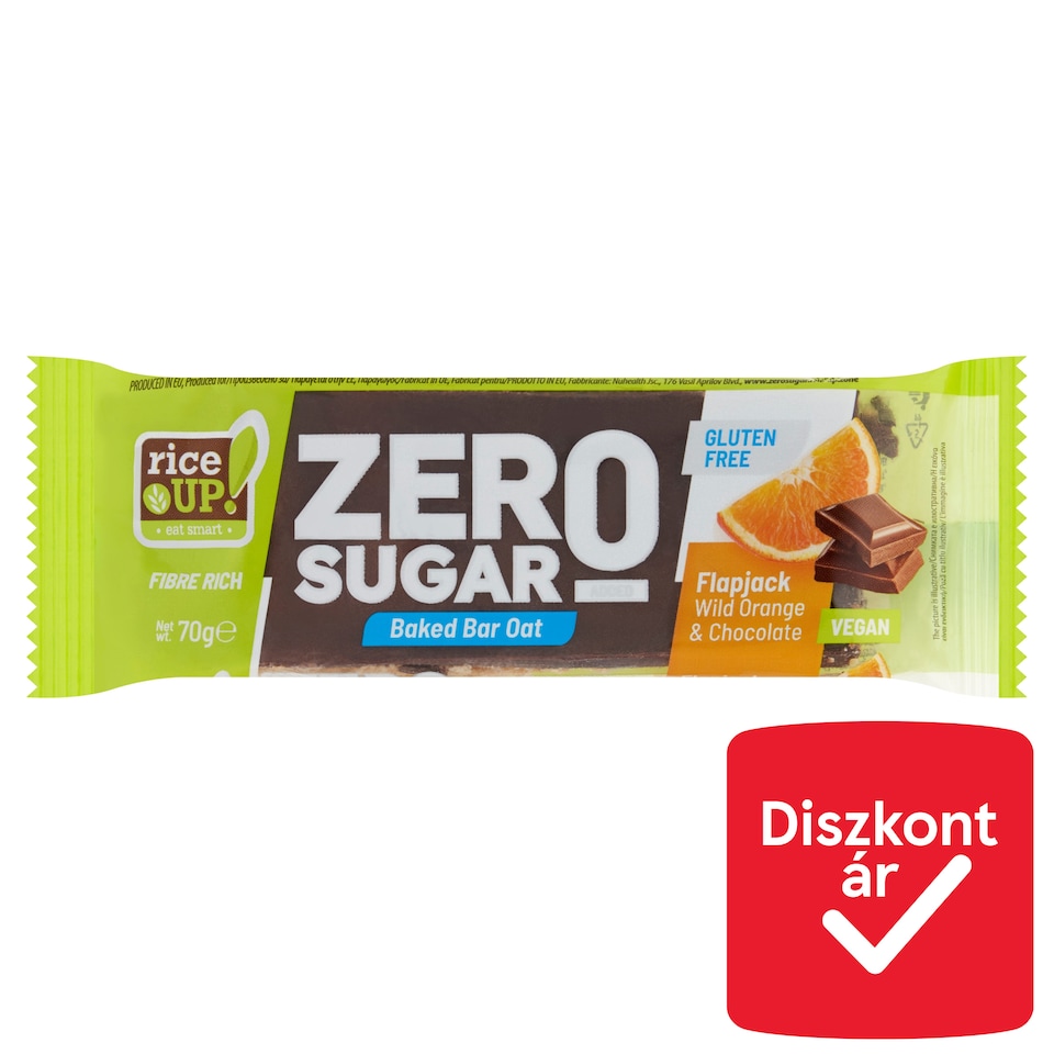 image 1 of RiceUp! Zero Sugar Flapjack Wild Orange & Chocolate Baked Oat Bar 70 g