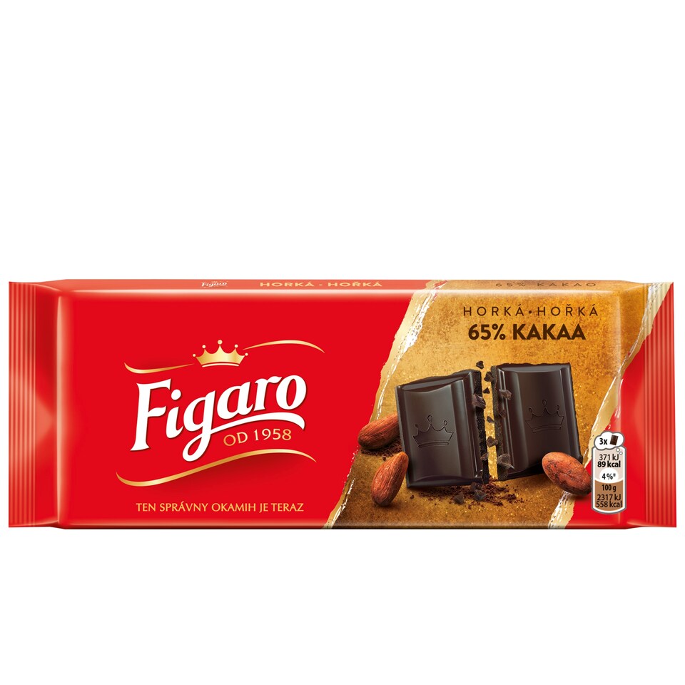 Figaro horká 65%, čokoládová tabuľka horká 65% kakaa 80 g