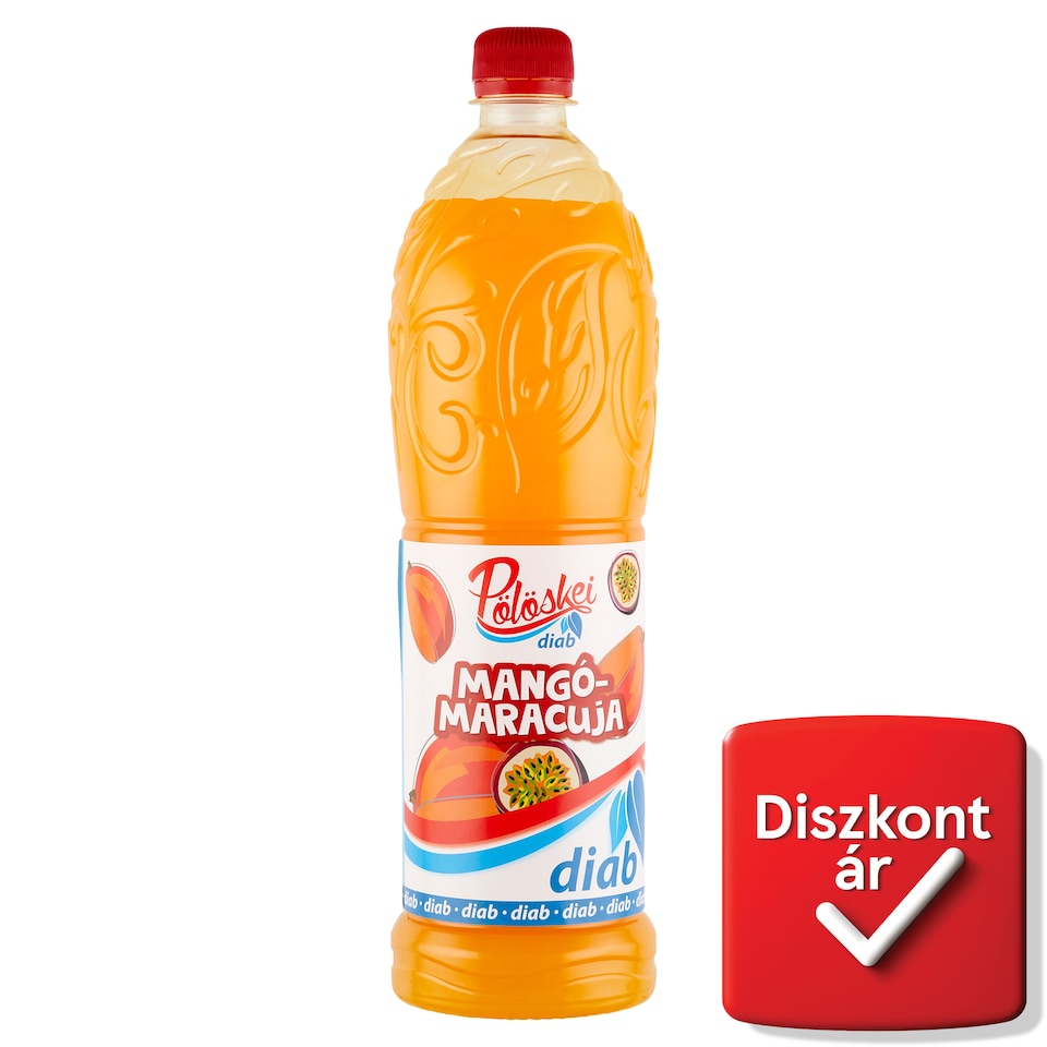 Pölöskei Diab Mango-Passion Fruit Flavored Syrup with Sweeteners 1 l