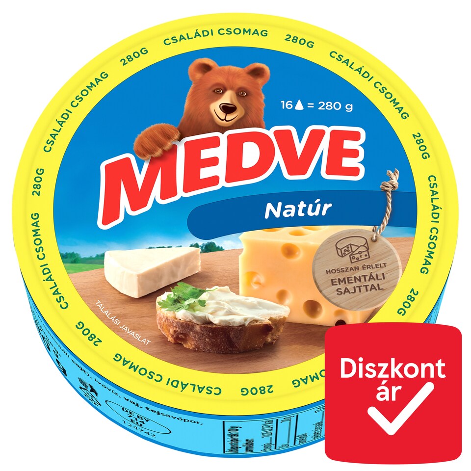 Medve natúr kenhető, zsíros ömlesztett sajt 16 x 17,5 g (280 g)