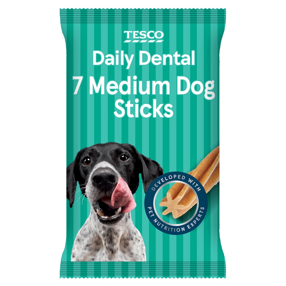 image 1 of Tesco Daily Dental Medium Dog Sticks 7 Pack 180g