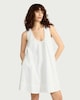 image 1 of F&F Pure Cotton Broderie Scoop Neck Sleeveless Dress in White