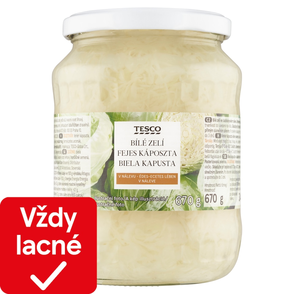 Tesco Biela kapusta v náleve 670 g