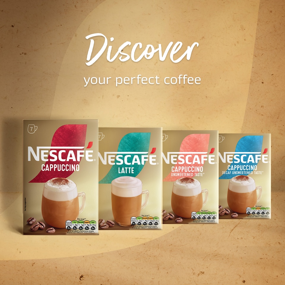 image 1 of Nescafe Cappuccino Decaf Unsweetened Instant Coffee 7 Sachets