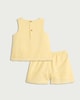image 2 of F&F Baby 2-Piece Pure Cotton Broderie Vest and Shorts Set in Yellow