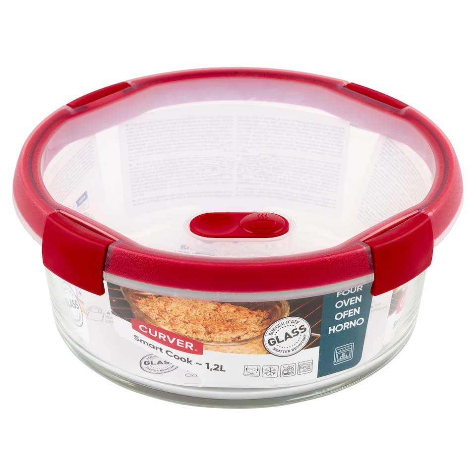 Curver Smart Cook kerek üveg ételtartó 20 cm x 11 cm 1,2 l  1. kép