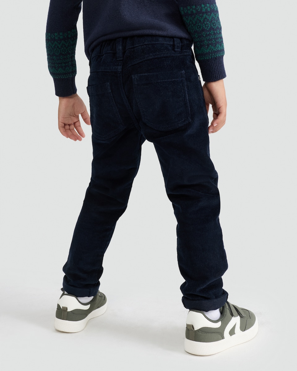 image 1 of F&F Boys Corduroy Chino Trousers in Navy