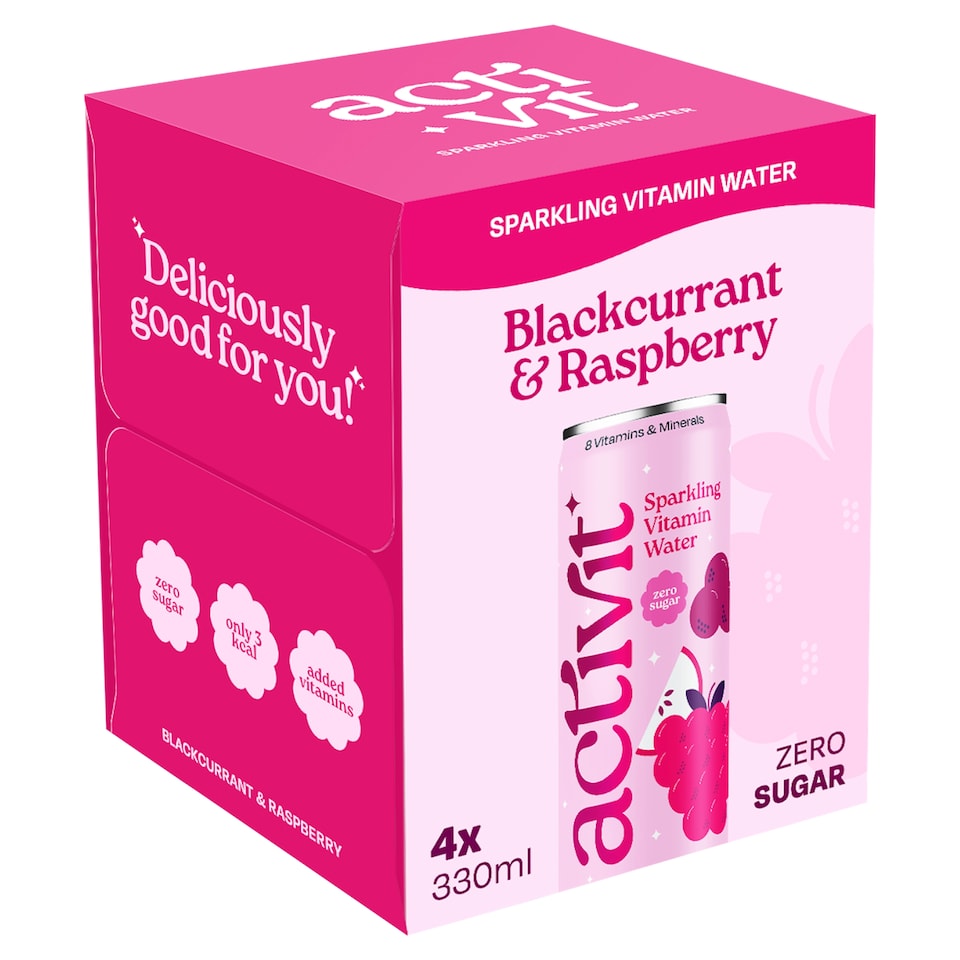 image 1 of Activit Drink Blackcurrant Apple & Raspberry 4X330ml