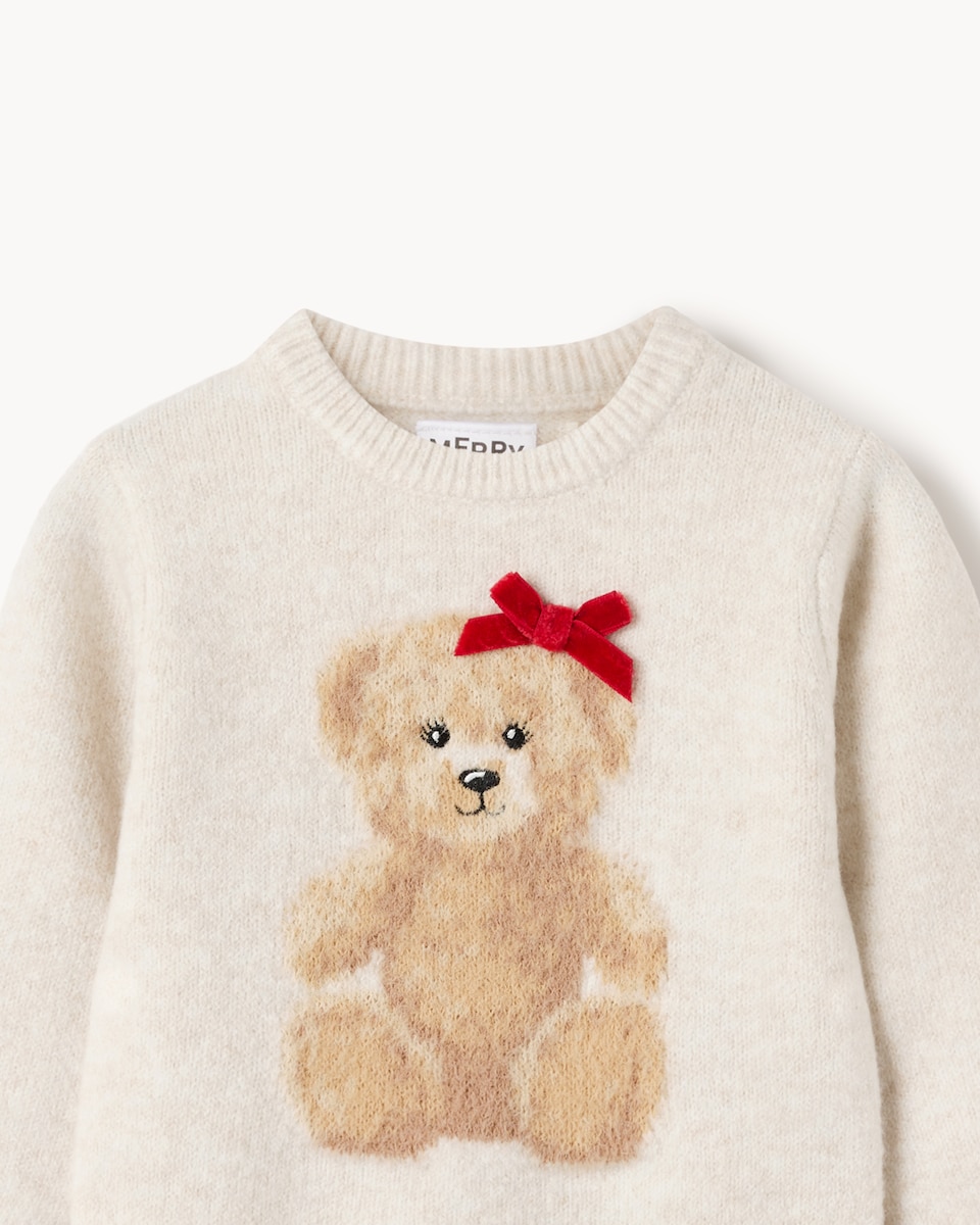 image 1 of Christmas Baby Bear Jumper in Neutral