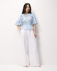 image 1 of F&F Shirred Puff Sleeve Blouse in Multi Blue