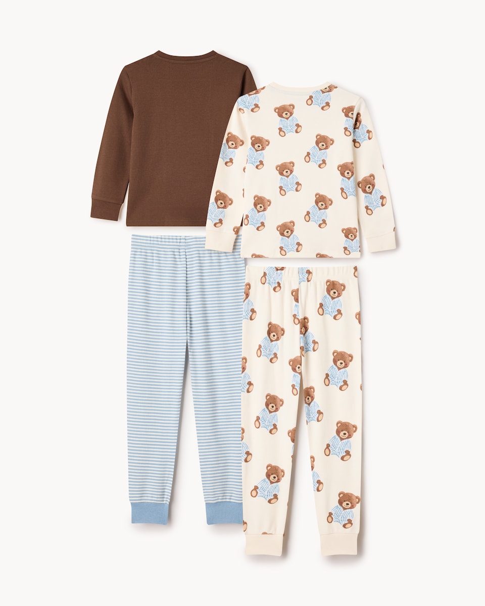 image 1 of F&F Boys 2-Pack Pure Cotton Bear Pyjama Sets in Multi