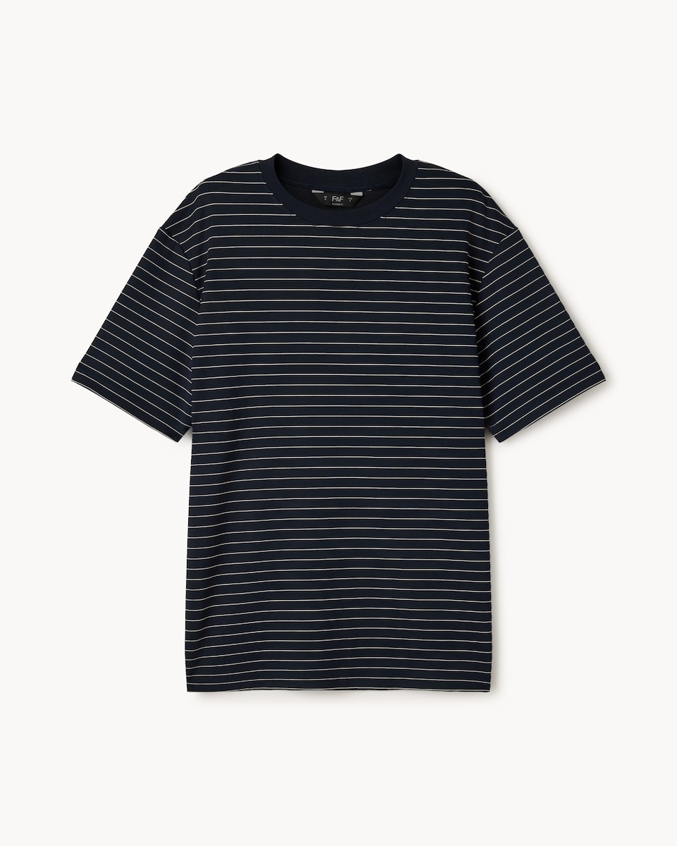 image 1 of F&F Striped Quick Dry T-shirt in Navy