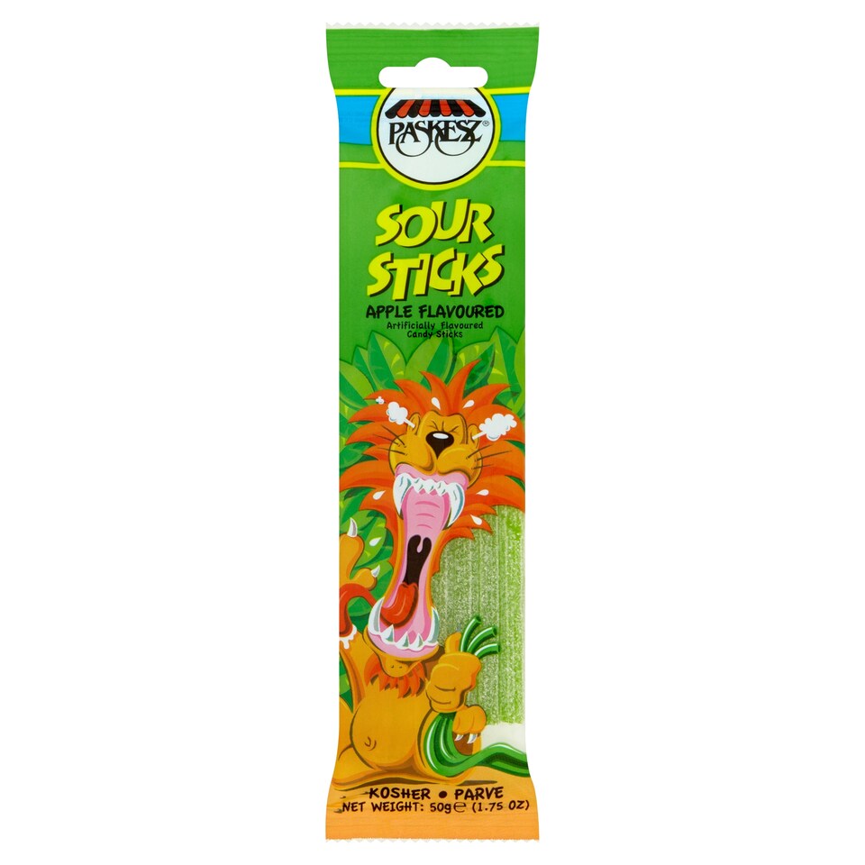 Paskesz Sour Sticks Apple Flavoured 50G