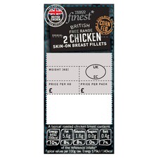 Tesco Finest British Cornfed Free Range Skin On Chicken Fillets 2 Pack
