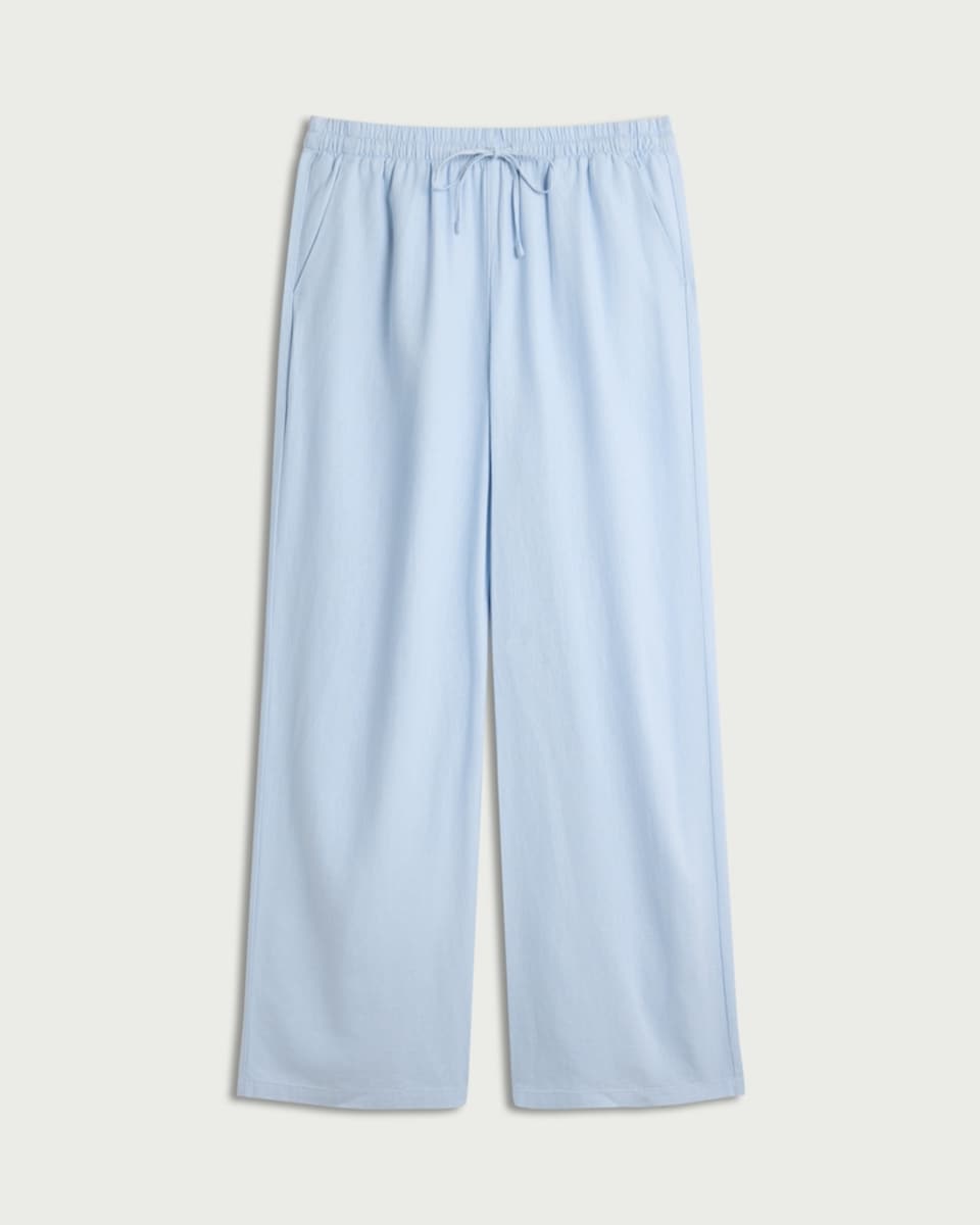image 1 of F&F Linen Rich Wide Leg Trousers in Blue