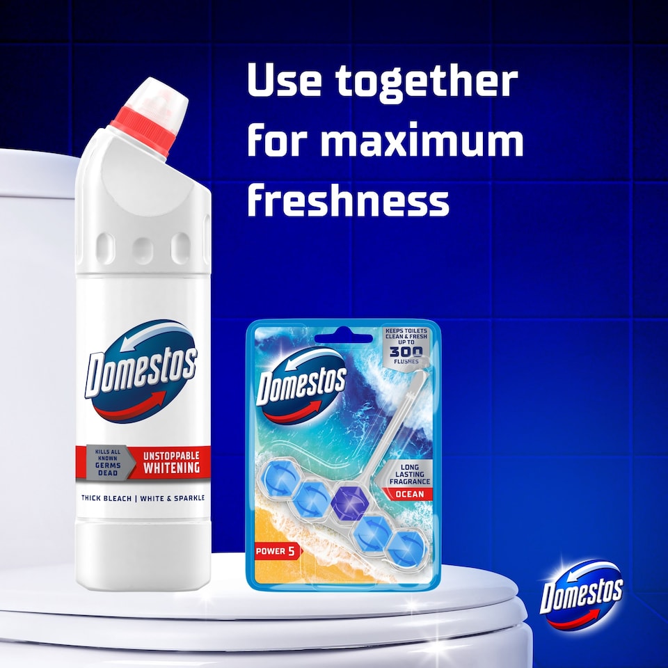 image 1 of Domestos Bleach White & Sparkle Toilet Cleaner 750ml