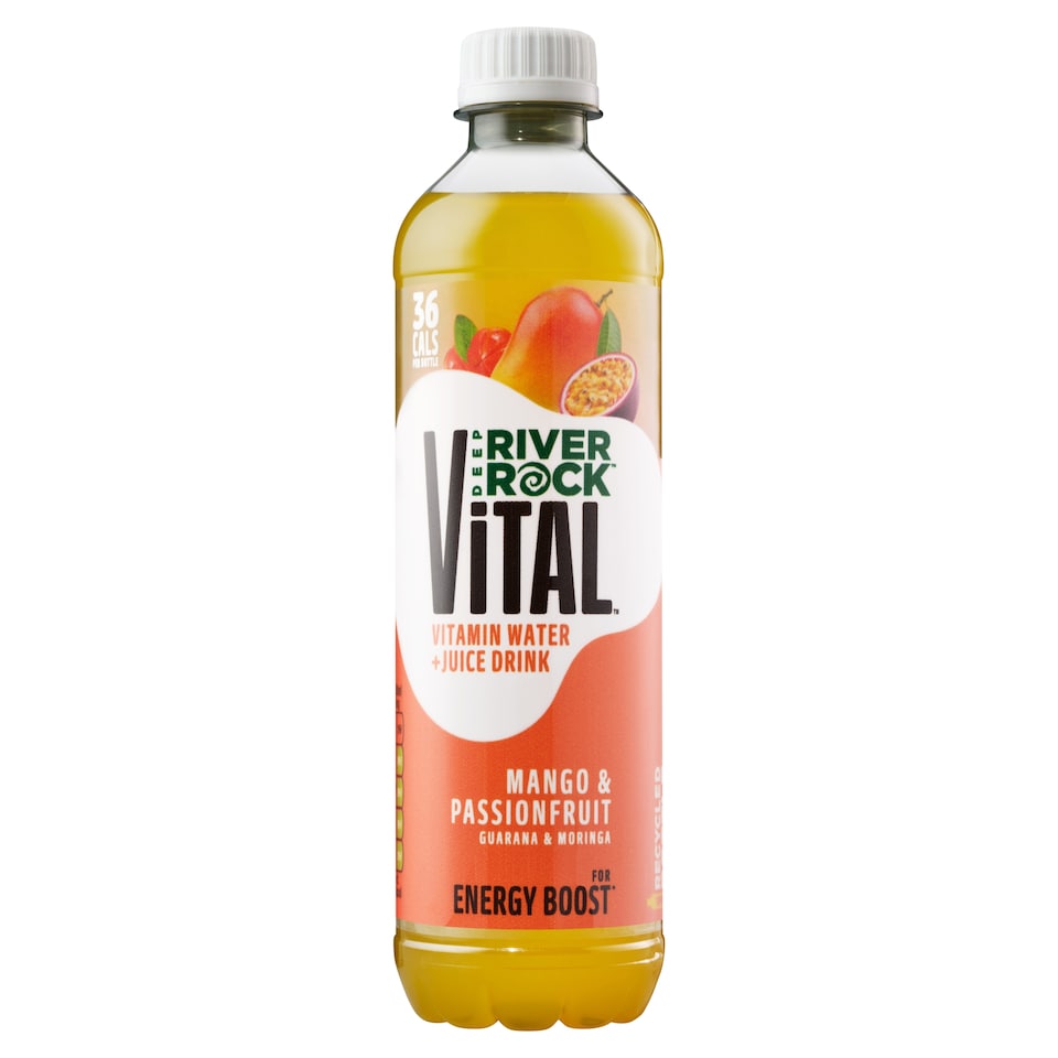 Deep River Rock Vital + Vitamin Water & Juice Mango Passionfruit Guarana & Moringa 450ml