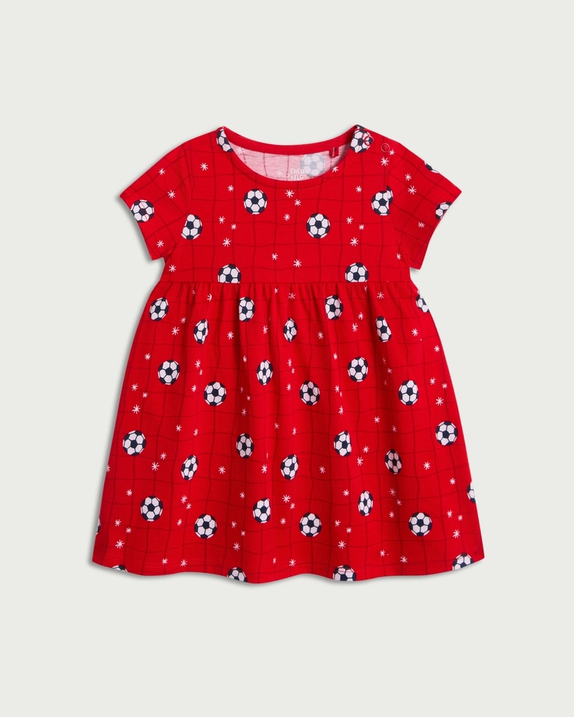 F&F Baby Pure Cotton Football Print Dress in Red