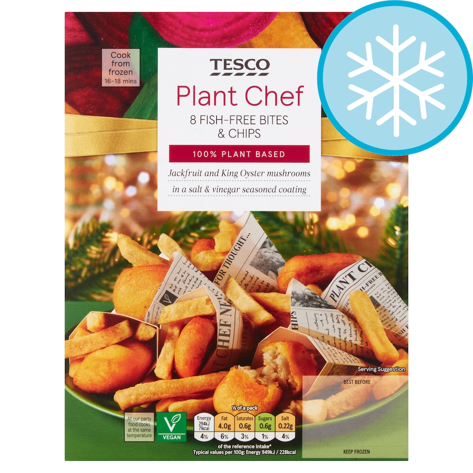 Tesco Plant Chef 8 Fish Free Bites & Chips 310G
