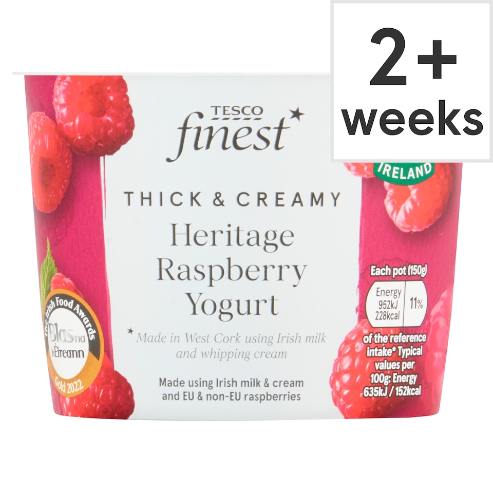 TESCO FINEST HERITAGE RASPBERRY YOGURT 150G