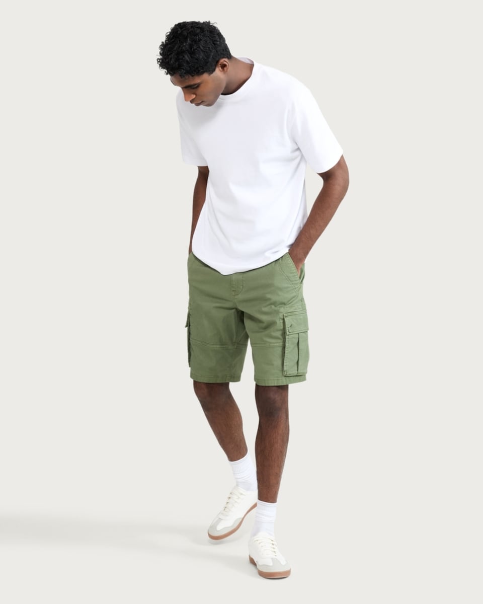 image 1 of F&F Cotton Rich Cargo Shorts in Khaki