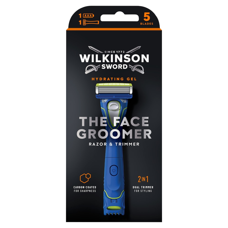 Wilkinson Sword The Face Groomer kétoldalú trimmer ötpengés borotvafejjel borotva + 3 borotvabetét