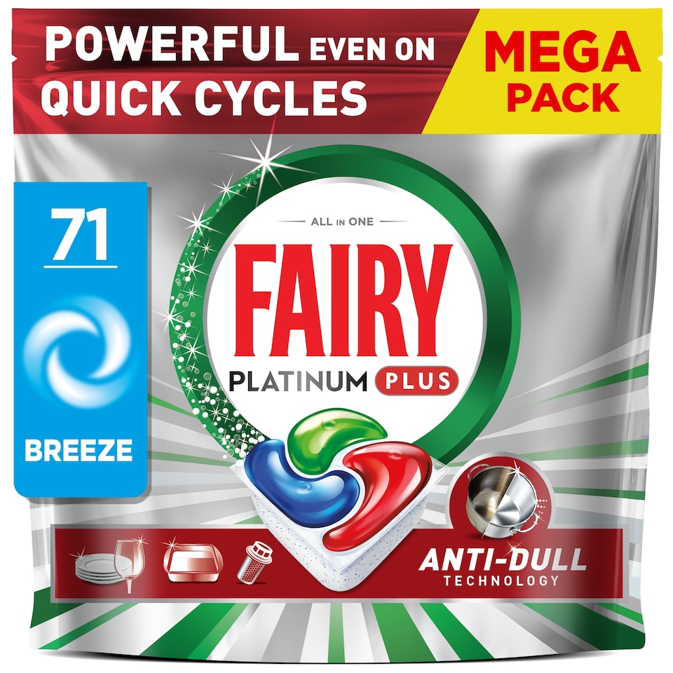 image 1 of Fairy Platinum Plus Mega Pack Breeze 71 Capsules 1101g