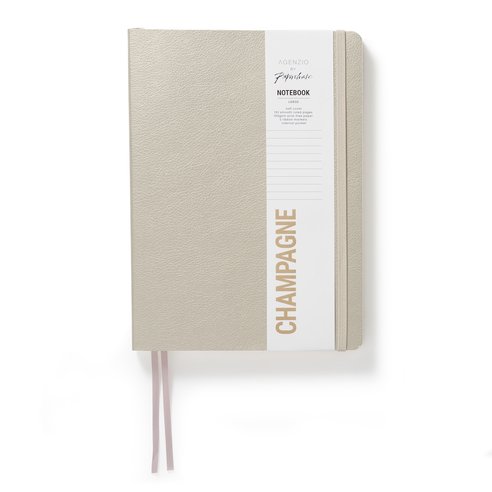 image 1 of Agenzio Soft Touch Large Ruled Notebook Gold