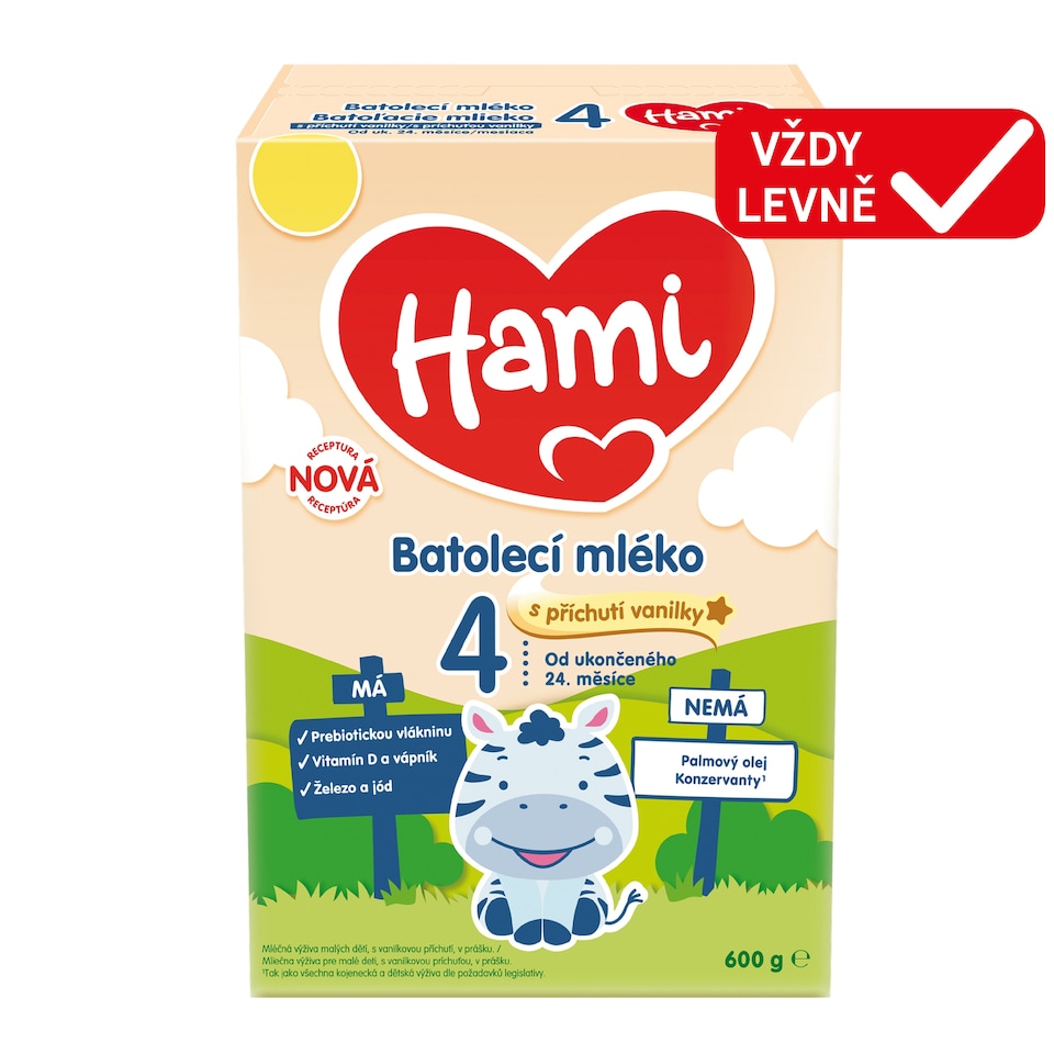 Obrázek 1 pro produkt HAMI 4 batolecí mléko s příchutí vanilky 600g