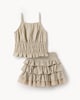 image 4 of F&F Girls 2-Piece Crinkle Textured Top and Tiered Skirt Set in Neutral