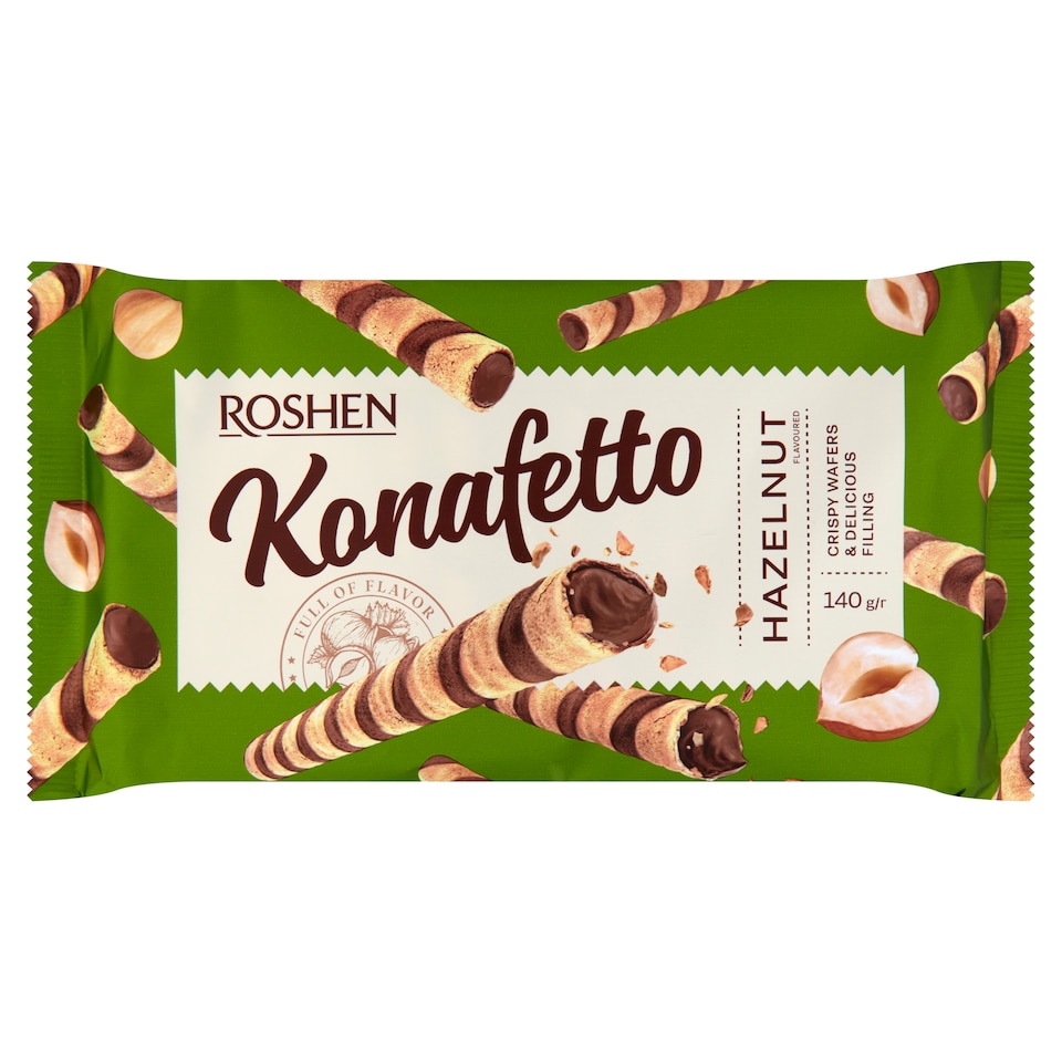 Roshen Konafetto mogyoró ízesítésű krémmel töltött ostyarúd 140 g  1. kép