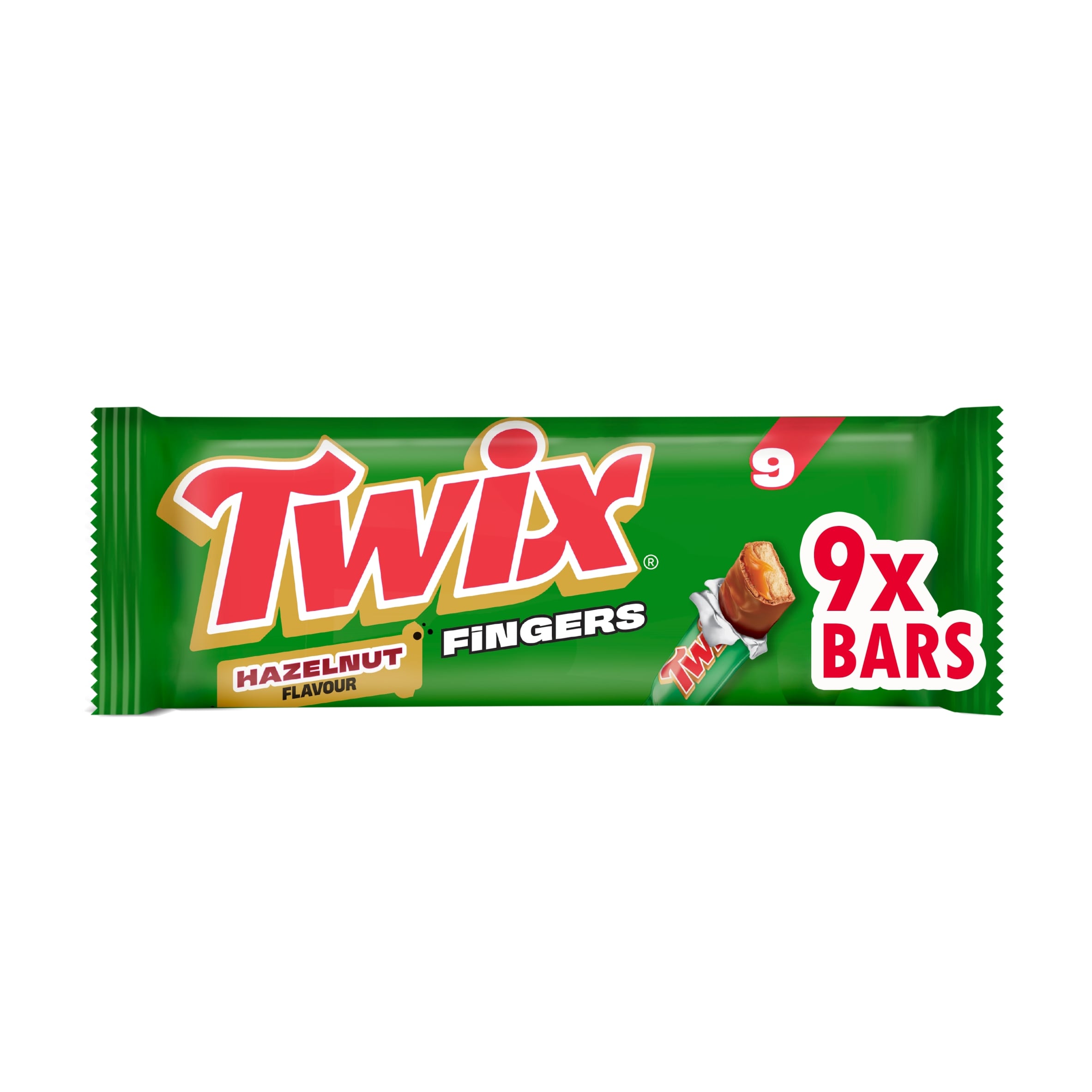 Twix Hazelnut Multipack Milk Chocolate Biscuit Bars 9 x 20g