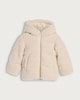 image 4 of F&F Girls Borg Textured Padded Hooded Jacket in Cream
